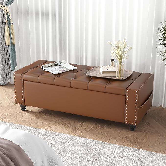 Maupvit Storage Ottoman Bench, 49 Inch Bedroom Bench, Upholstered Ottoman - Image 6