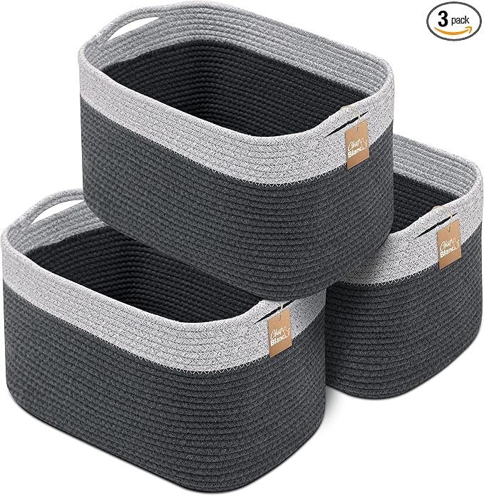 CHAT BLANC Cotton Rope Baskets for Organizing I Storage Baskets for Shelves | by CHATBLANC