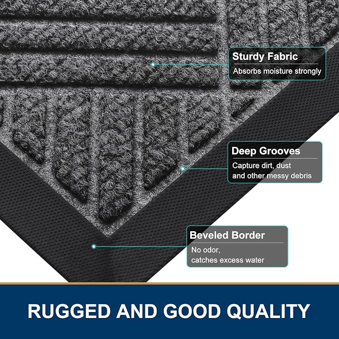 Smiry Front Door Mat Outside Entrance, Heavy Duty Outdoor Indoor Mat, Natural - Image 4