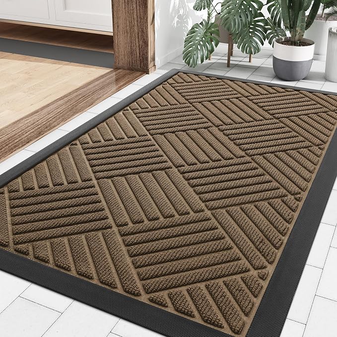 Smiry Front Door Mat Outside Entrance, Heavy Duty Outdoor Indoor Natural Rubber by Smiry