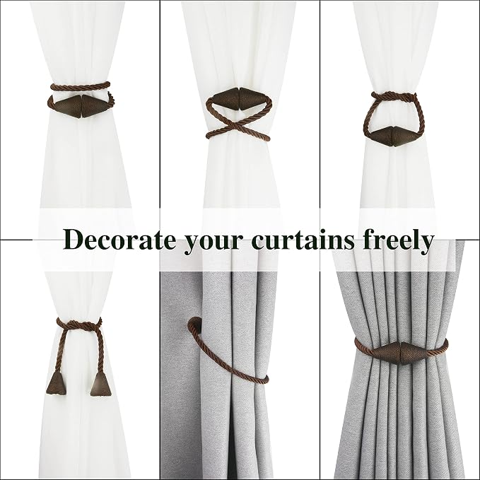6 Pack Magnetic Curtain Tiebacks Rope Modern Handmade Curtain Tie Backs - Image 5