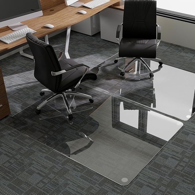GLSLAND 47"x32" Tempered Glass Chair Mat Heavy-Duty Floor Protector - Image 7