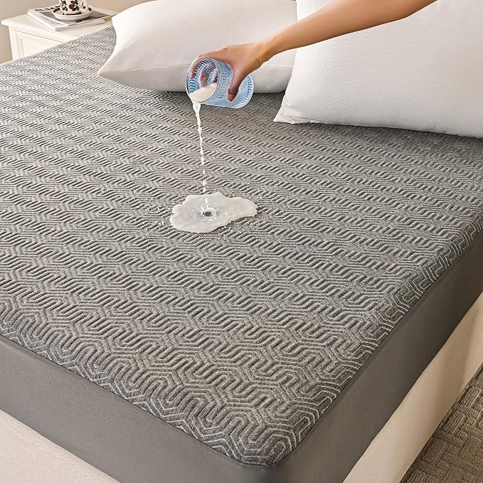 GRT Queen Mattress Protector Waterproof, Breathable Bamboo Charcoal Fiber by GRT