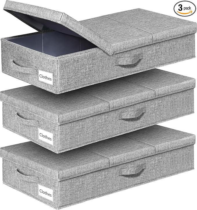 punemi Under Bed Storage Containers, Long Flat Firm Sides Underbed Organization by Punemi