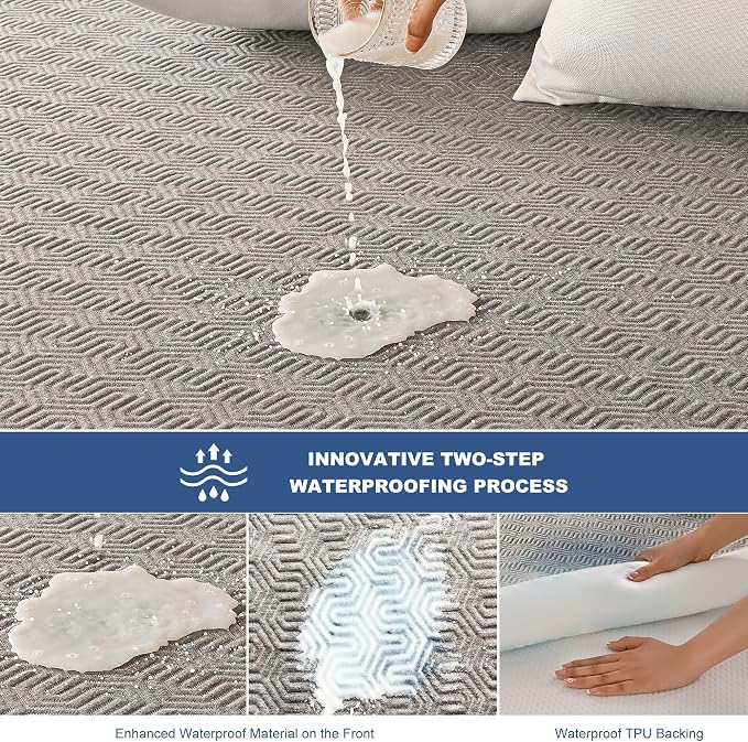GRT Cal King Mattress Protector Waterproof, Breathable Bamboo Charcoal Fiber - Image 2
