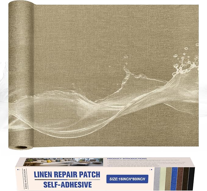 KING MOUNTAIN Linen Repair Patches, Self-Adhesive Linen Fabric Patches by ForABetterHomeLife