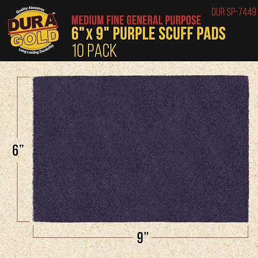 Dura-Gold Premium 6" x 9" Purple Medium Fine 600 Grit General Purpose Scuff Pads - Image 2