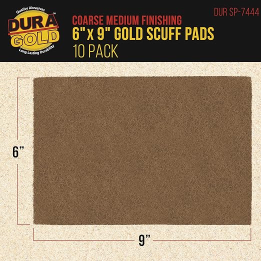 Dura-Gold Premium 6" x 9" Gold Coarse Scuff Pads, Box of 10 - Image 2