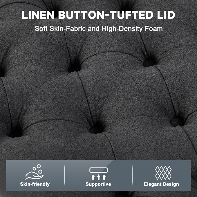 50" Storage Ottoman Bench, Tufted Ottoman - Image 6