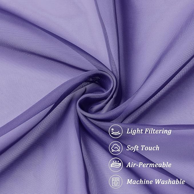 Chyhomenyc Sheer Purple Tier Curtains 24 Inch Length, Small Window Curtains - Image 8