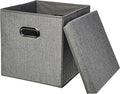 Amazon Basics Foldable Burlap Cloth Cube Storage Bin by AmazonBasics