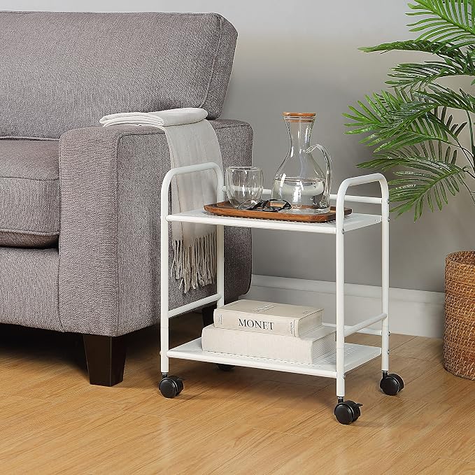 SunnyPoint 2-Tier Metal Rolling Utility Cart – Mobile Storage Shelf - Image 2