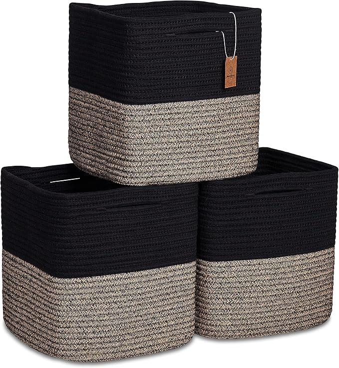 NaturalCozy Storage Cubes 11 Inch Cotton Rope Woven Baskets by NaturalCozy