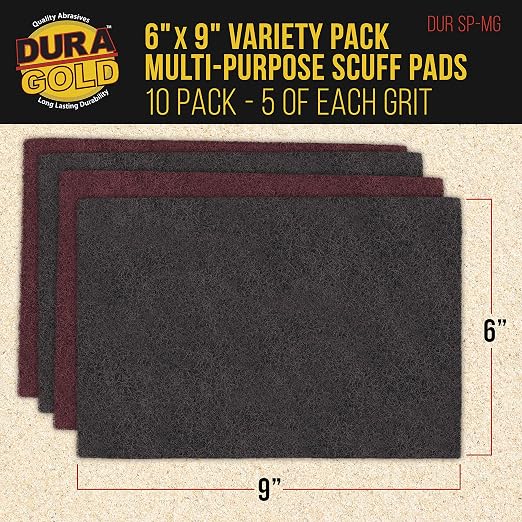 Dura-Gold Premium 6" x 9" Scuff Pads, 5 Each Maroon General Purpose & 5 Each - Image 2
