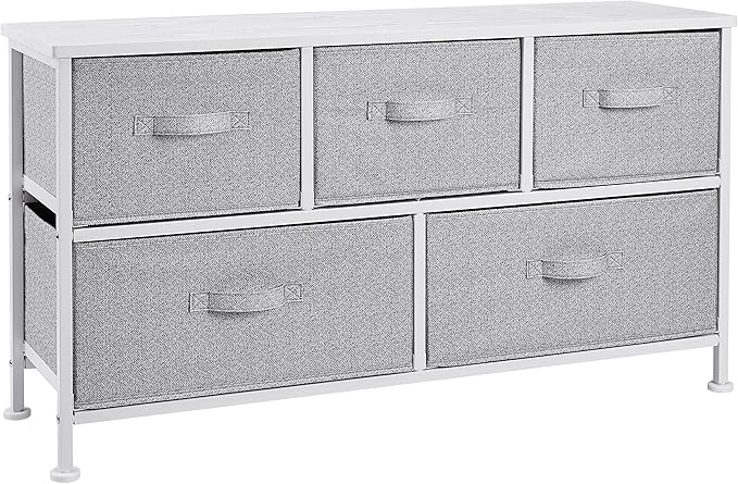 Amazon Basics Extra Wide Fabric 5-Drawer Storage Organizer Unit by AmazonBasics