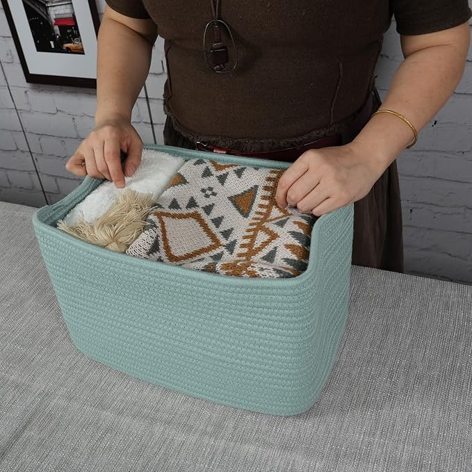 Cotton Rope storage Basket Bins Woven Basket - Image 3