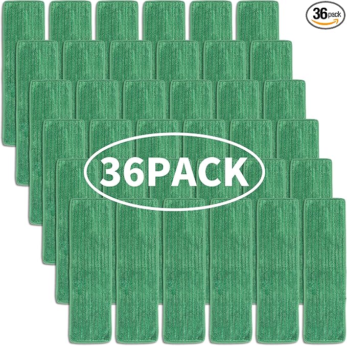 Matthew 18'' 36 Pcs Microfiber Mop Replacement Pads by MATTHEWCLEANINGPRODUCTS